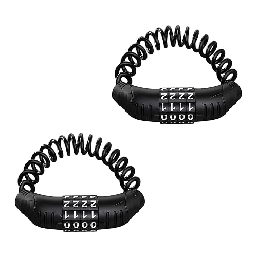 MUQIDA 2PCS Motorcycle Helmet Cable Combination Lock