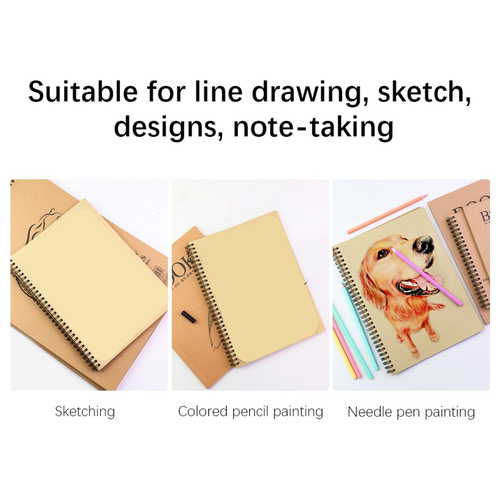 Amazon.co.jp: Adfaga クラフト紙スケッチブック 4 枚セット 手描き