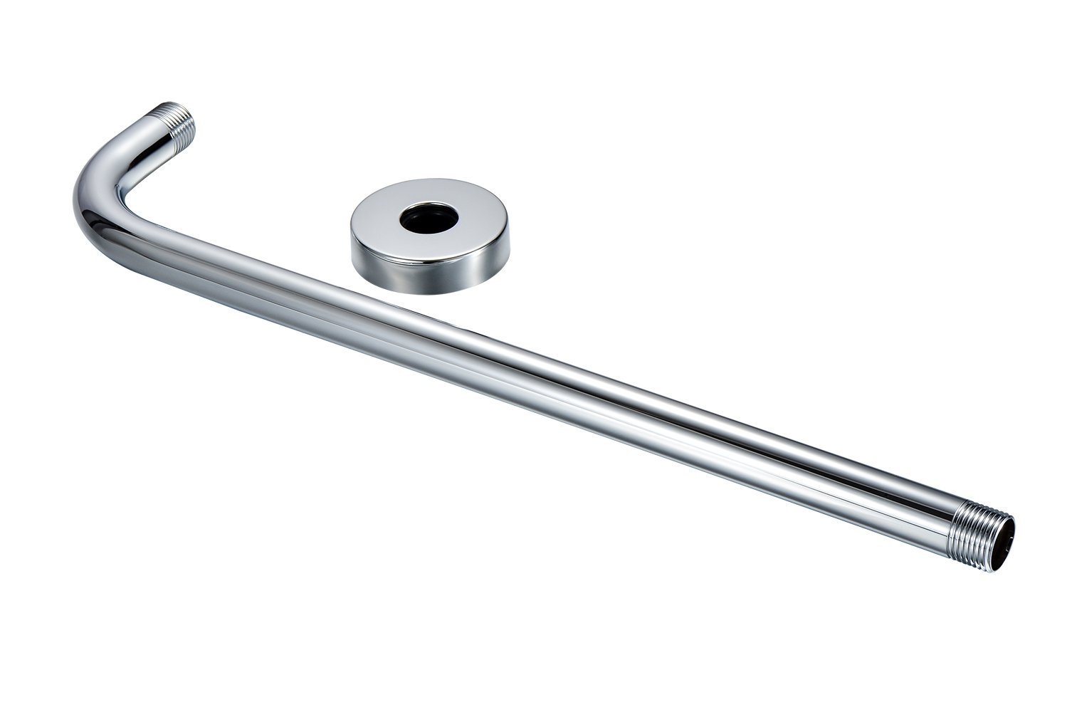 Purelux Brazo de ducha de repuesto extralargo de acero inoxidable de 16 pulgadas con brida, acabado cromado