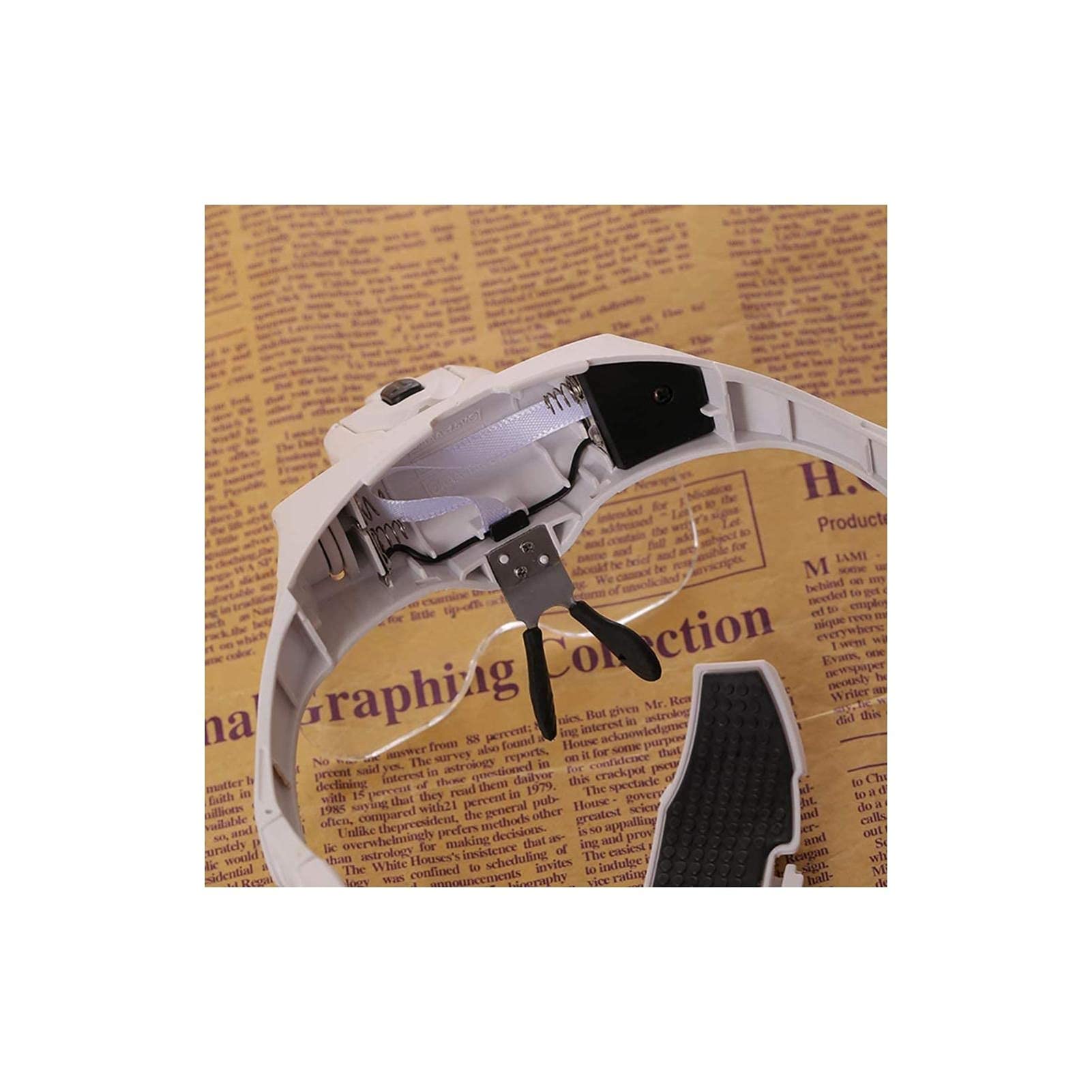 Lupa Na Głowę, Okulary Powiększające Z Podświetleniem, Lupa Na Głowę Z 2 Diodami Led, Wymiennymi Soczewkami, 1,0X/1,5X/2,0X/2,5X/3,5X, Lupa Słuchawkowa Do Czytania, Lupa,