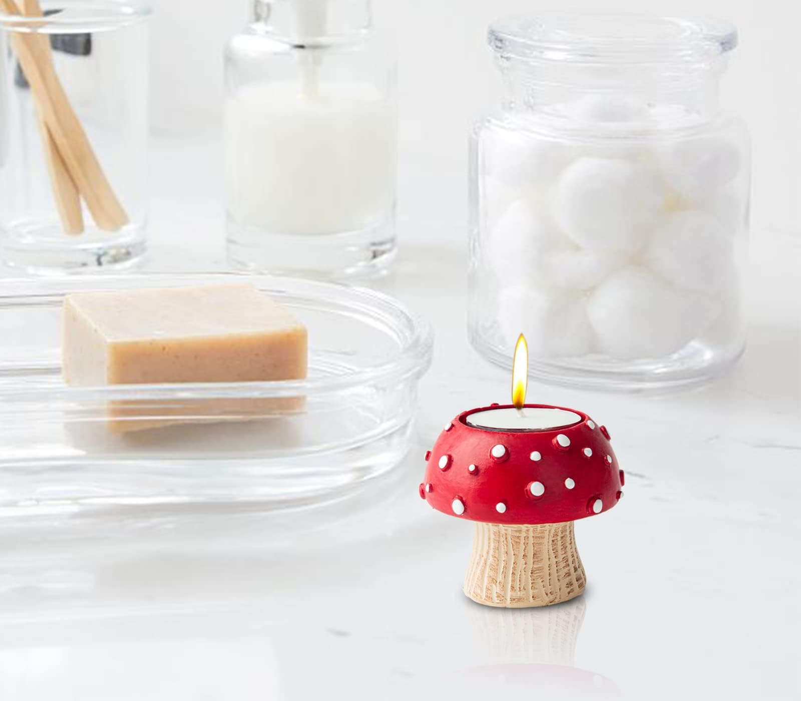 Bougie Champignon Rouge Talking Tables - 9,5 Cm - Déco Noël, Automne, Fête Alice Au Pays Des Merveilles