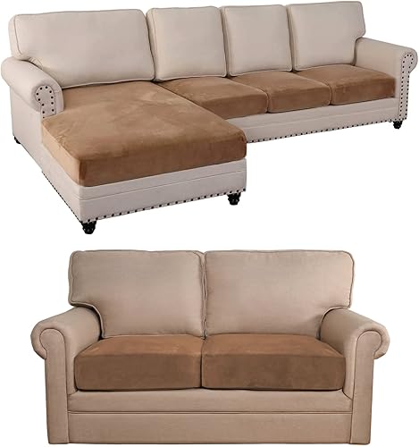 Paquete de fundas de cojín para sofá modular en forma de L y cojines individuales, protector de muebles, patrón a cuadros, extraíble y lavable,