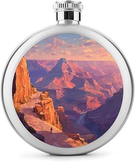Grand Canyon at Sunset Round Flasks for Liquor Leak Proof 5oz | Stainless Steel Mini Pocket Wine Hip Flask Bottles Camping Party