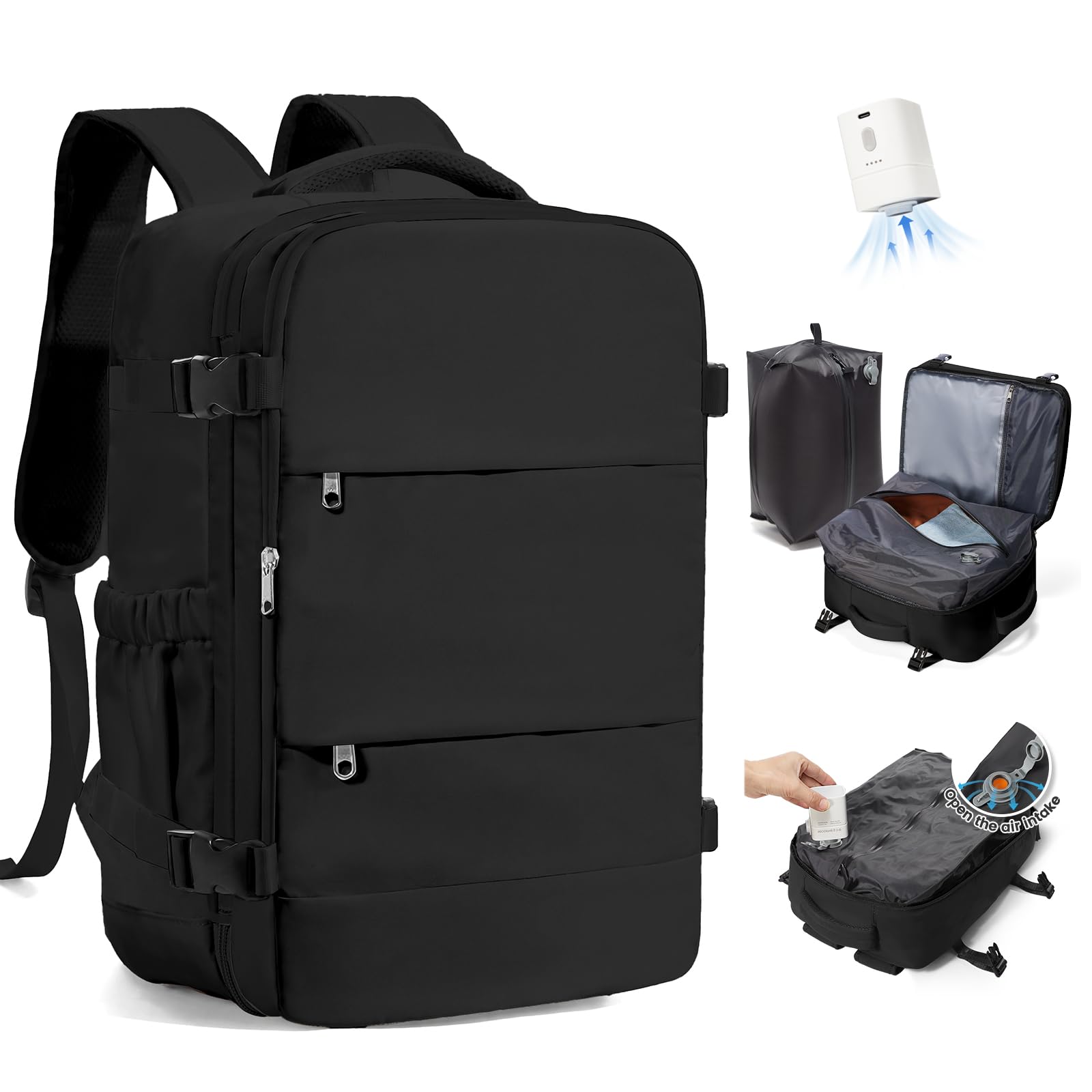 SZLX Zaino Ryanair 40x30x20 Sottovuoto con pompa Zaino da Viaggio 40x30x20 Ryanair Wizzair Bagaglio a Mano 40x20x25 Donna da impermeabile Zaino Casual Laptop da 14 Pollici con Scomparto per Scarpe