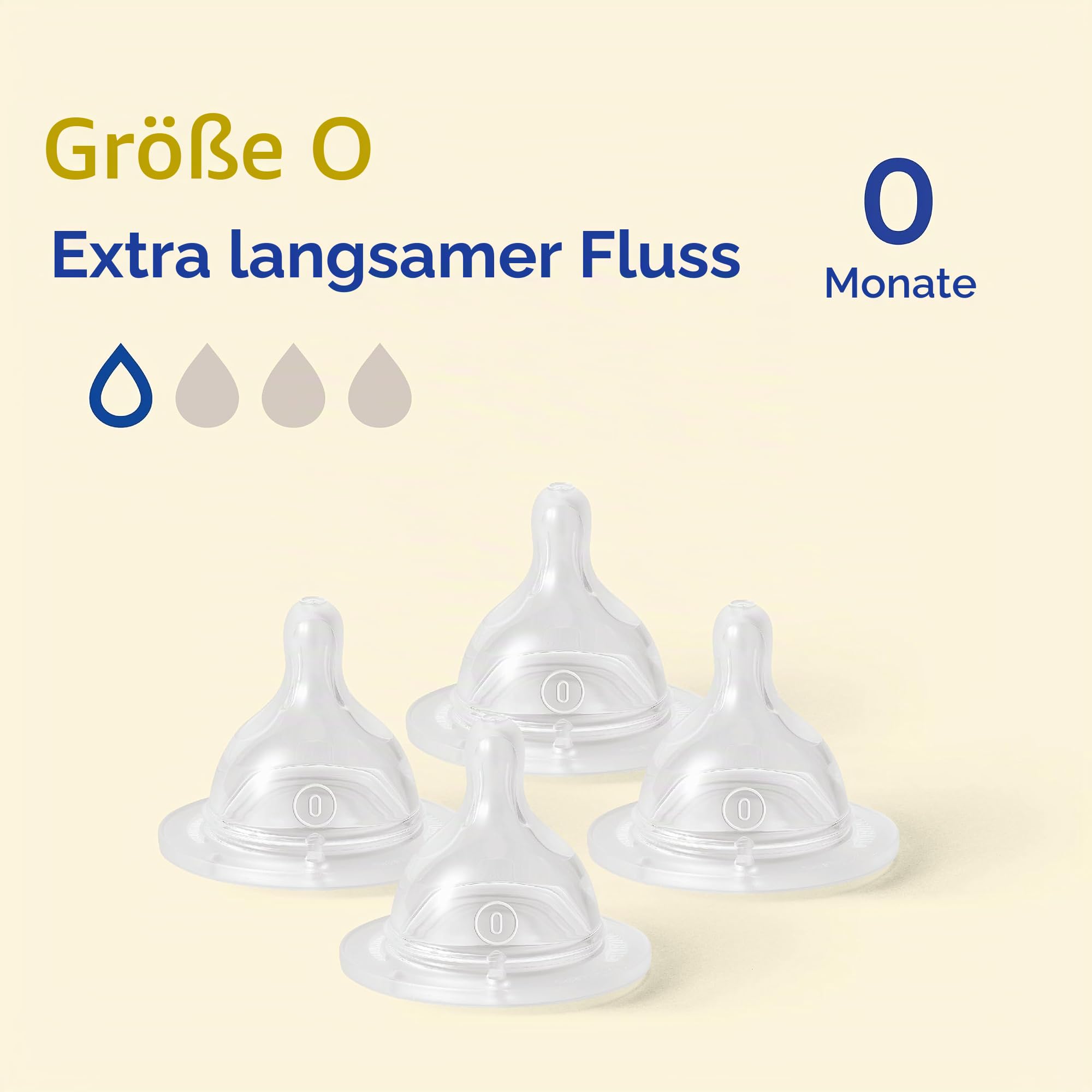 MAM Sauger Größe 0 | 4er Pack | extra langsamer Durchfluss | passend für alle MAM Flaschen | aus SkinSoft Silikon | Babyzubehör für Neugeborene