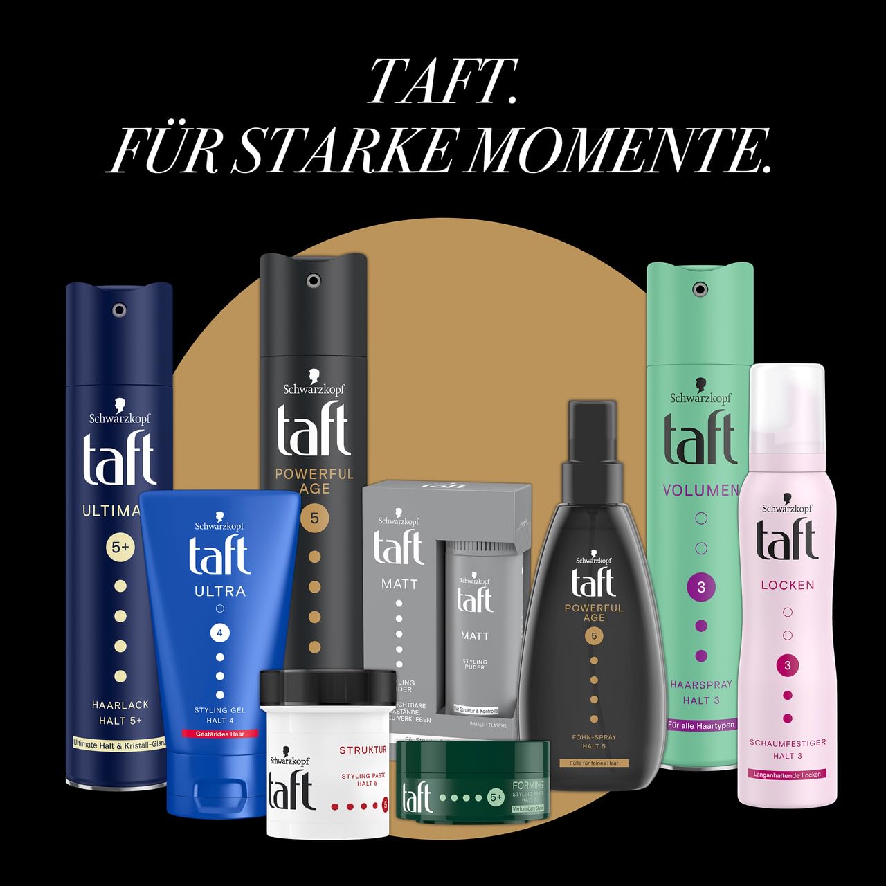 Schwarzkopf Taft Haarspray Powerful Age (10 x 250 ml), Haltegrad 5 Haarstyling, Haarspray für feines und dünner werdendes Haar, Fülle für feines Haar, Vegane Formel*