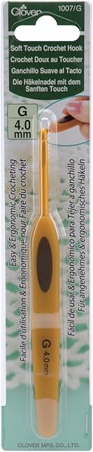 clover 1007/G Soft Touch Crochet Hook: 4.00mm, Other, Multicoloured, 4mm