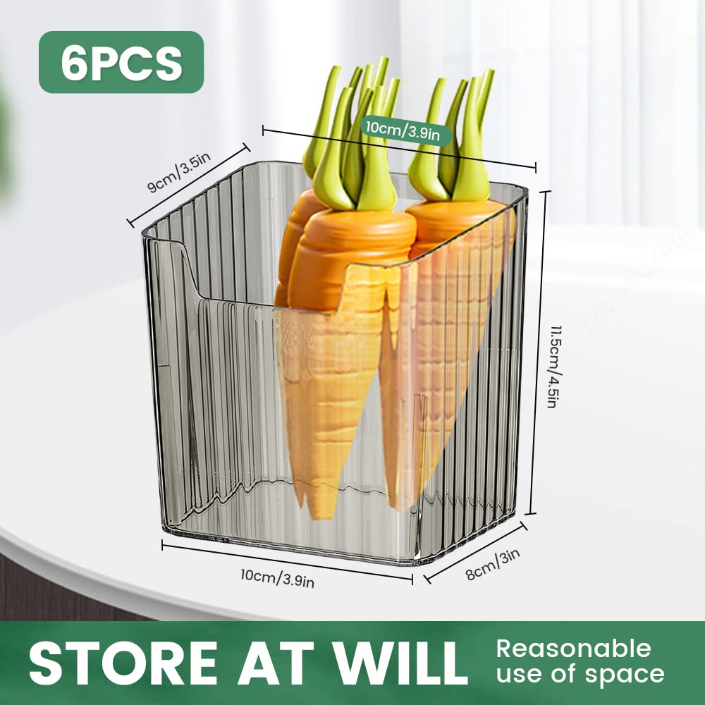 Bugucat Kühlschrank-Organizer 6er-Set – Stapelbare Vorratsboxen Aus BPA-freiem PET, Transparent, Für Kühlschrank, Gefrierschrank & Speisekammer (11x9x11,5 Cm) Kühlschrank Organizer Set