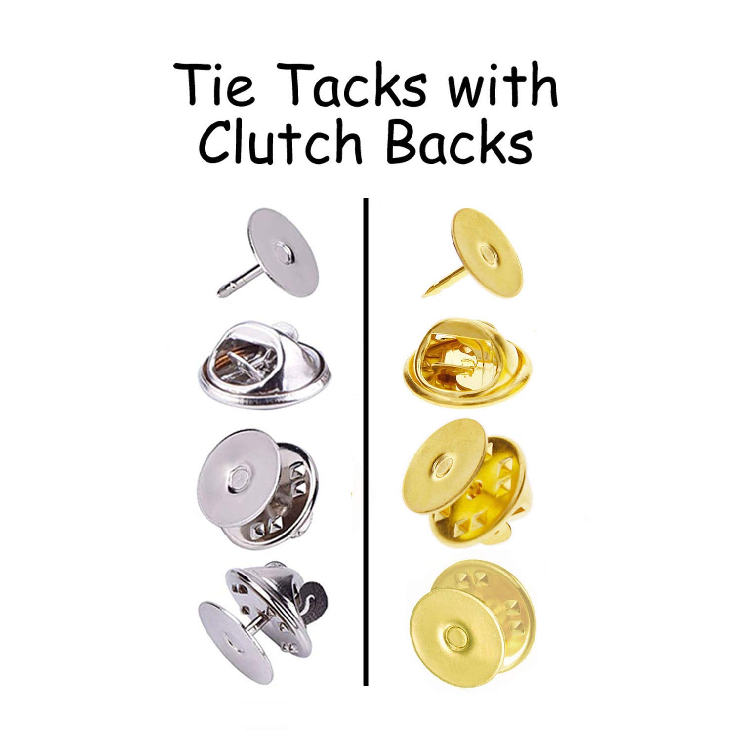 Tie Tacks Blank Pins with Clutch Back - by i Craft for Less (Mixed, 25)
