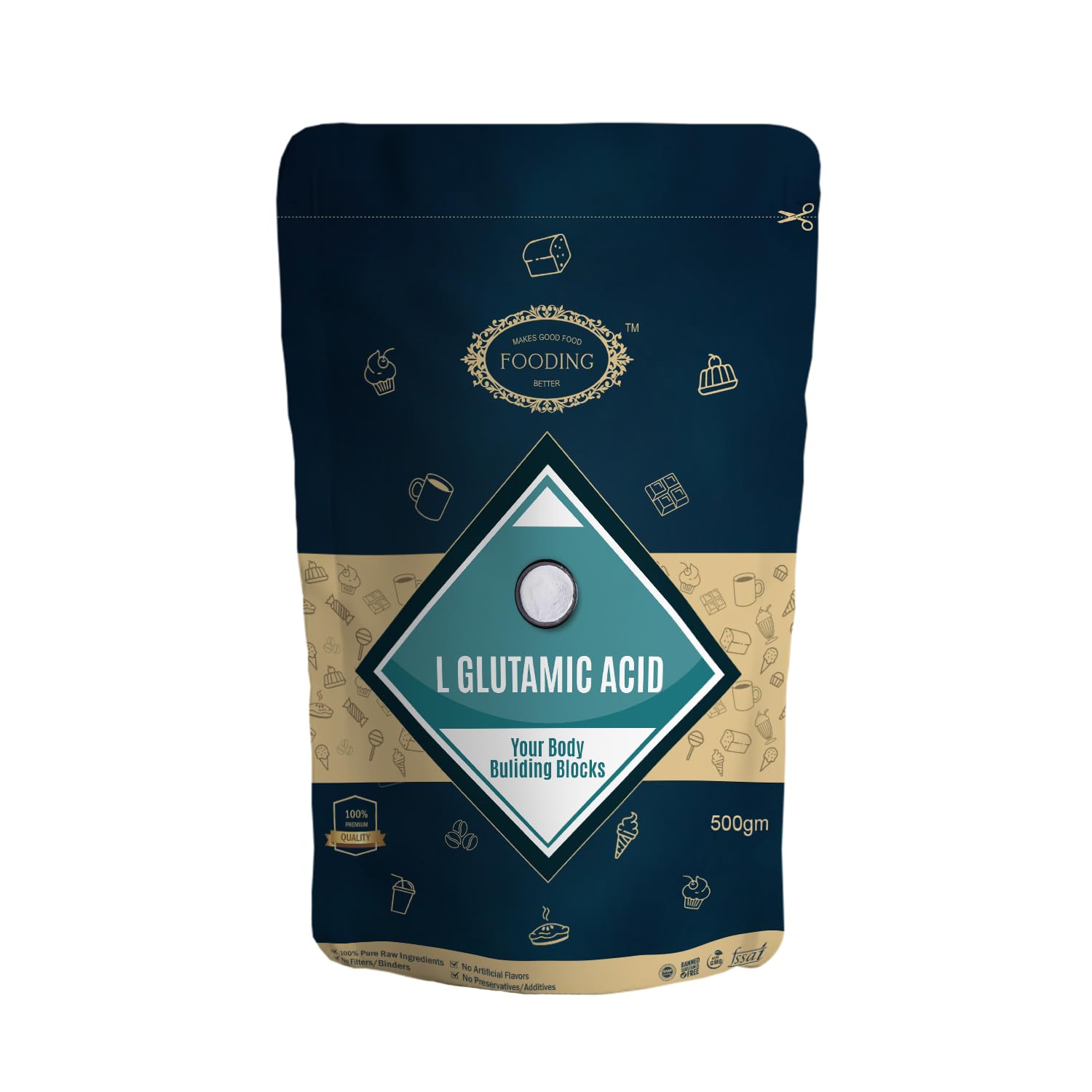 Buy Fooding 100% Pure L-Glutamic Acid Powder, No Other Ingredients - 1Kg | {{ product.country }