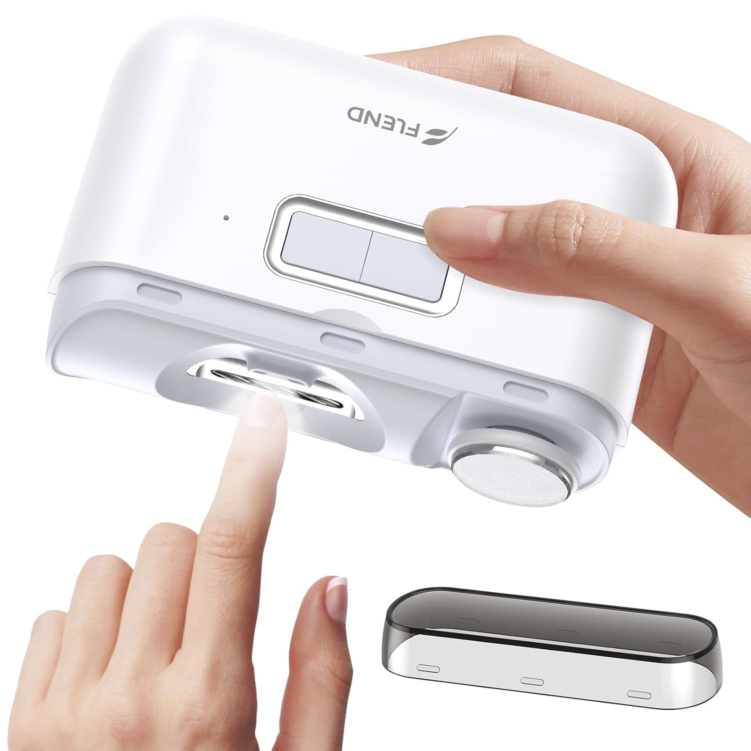 Electric Nail Clipper, Nail Trimmer Polisher 2 in-1, Automatic Nail Clipper 2 Speed Fingernail Clippers Nail File with Light, Women Manicure Set Nail Clippers for Baby Kids Seniors Weak Hands White