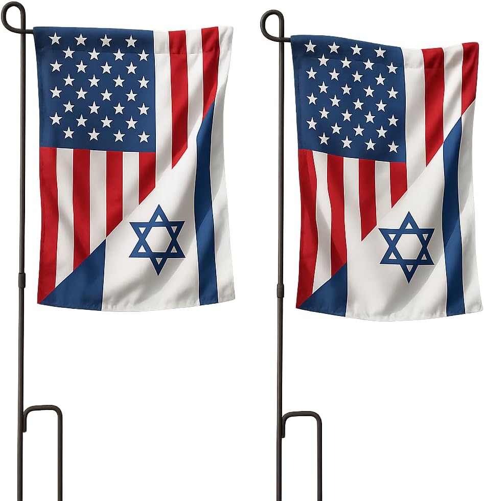 US - Israel Flag, American Israeli Friendship Garden Yard Flag, House Banner Double-Sided 12 X 18 (2 PACK)