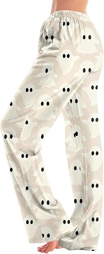 Wide Leg Pants for Women Funny Halloween Costumes Fall Halloween Pajama Pumpkin 