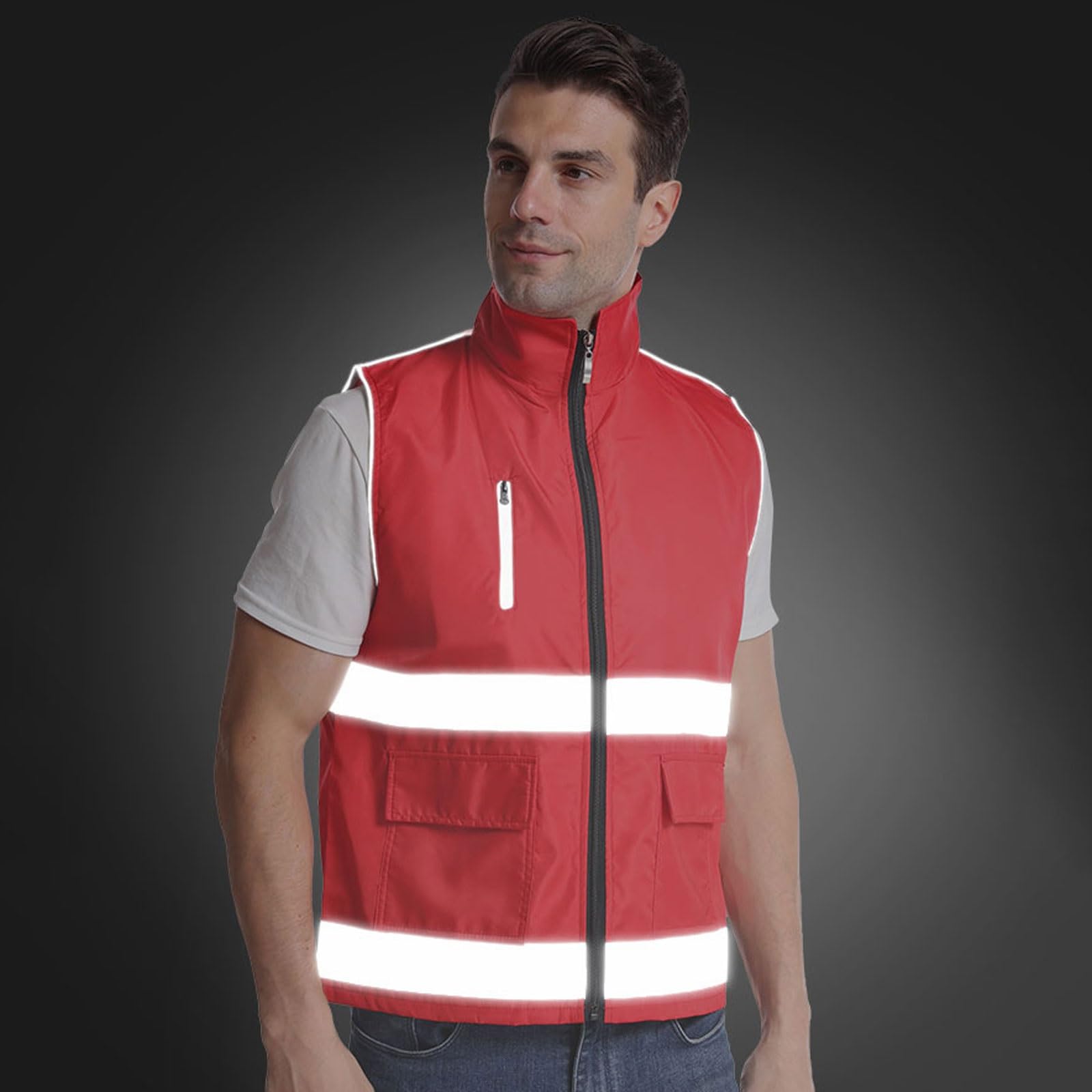 Chaleco reflectante de alta visibilidad, Chaleco de alta visibilidad, poliéster reflectante unisex multicolor múltiples tamaños
