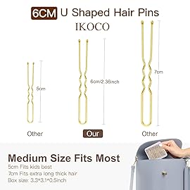 U Shaped Hair Pins, IKOCO 2.4inch Bun Hair Pins for Women with Storage Box, Gold