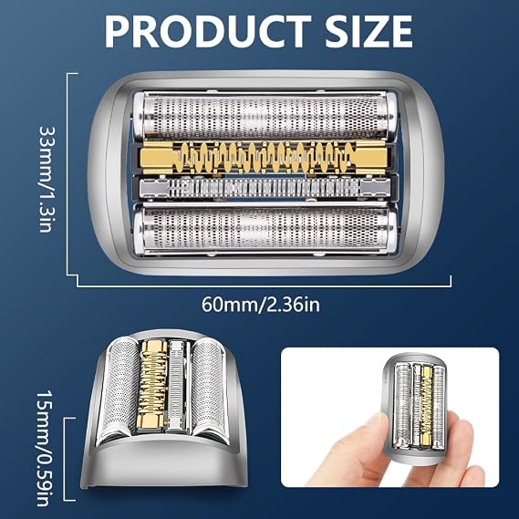 AOOWU 92M Replacement Head Compatible with Braun Series 9, Compatible with Braun Series 9 Shaver Foil Grill for 9030s 9040s 9050cc 9070cc 9075cc 9095cc 9090cc 9093s 9240s 9242s 9290cc 9295cc to 9299s