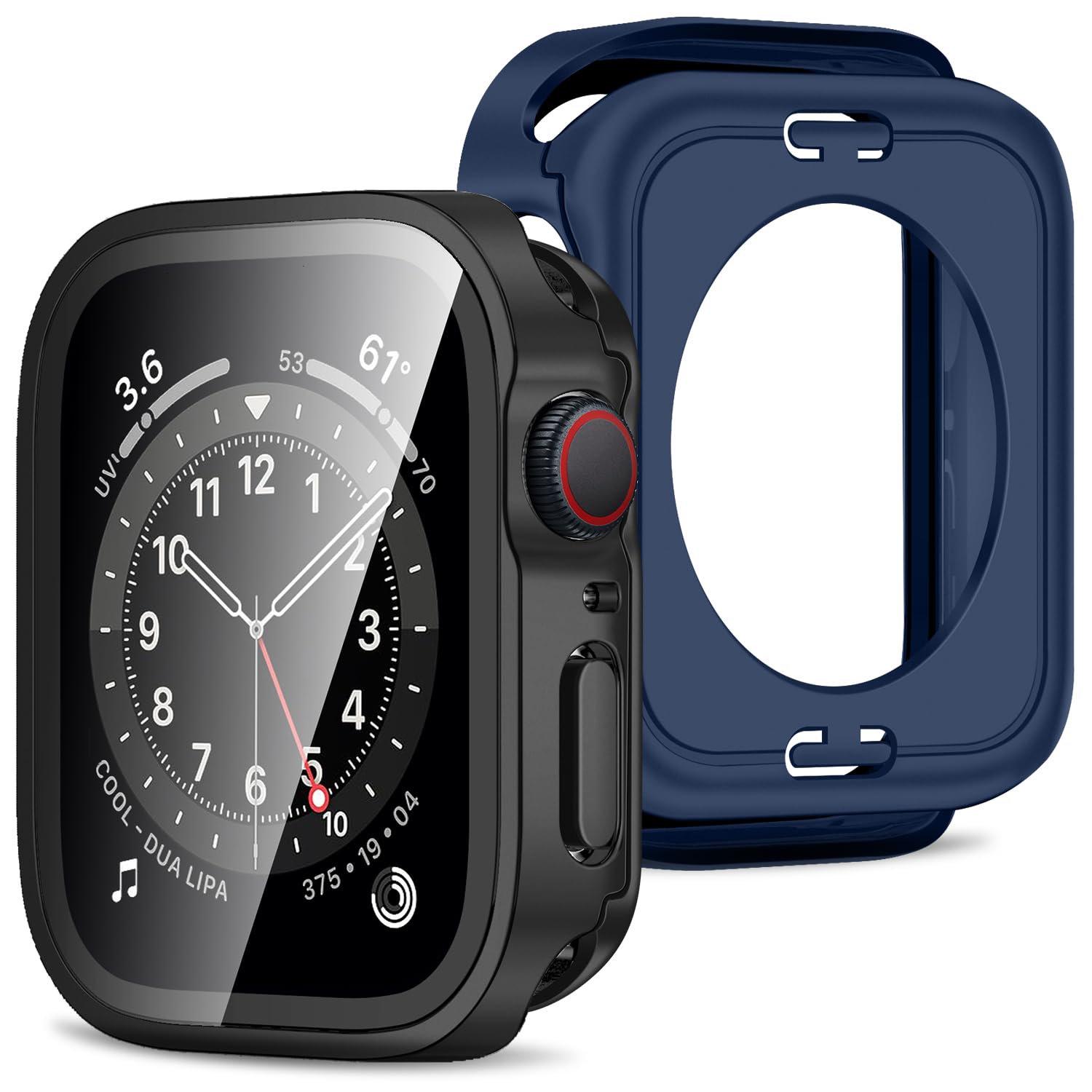 Amizee 2 in 1 Case [2-Pack] Compatible with Apple Watch SE 3/2/1 Series 6/5/4 44mm with Built-in Screen Protector, Straight Edge Hard PC Full Body