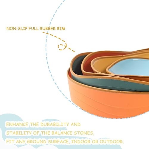 Miniatura 4 de Juego de 5 piedras de equilibrio para niños, 5 piezas antideslizantes de río, juego de carrera de obstáculos, juego de coordinación en interiores y