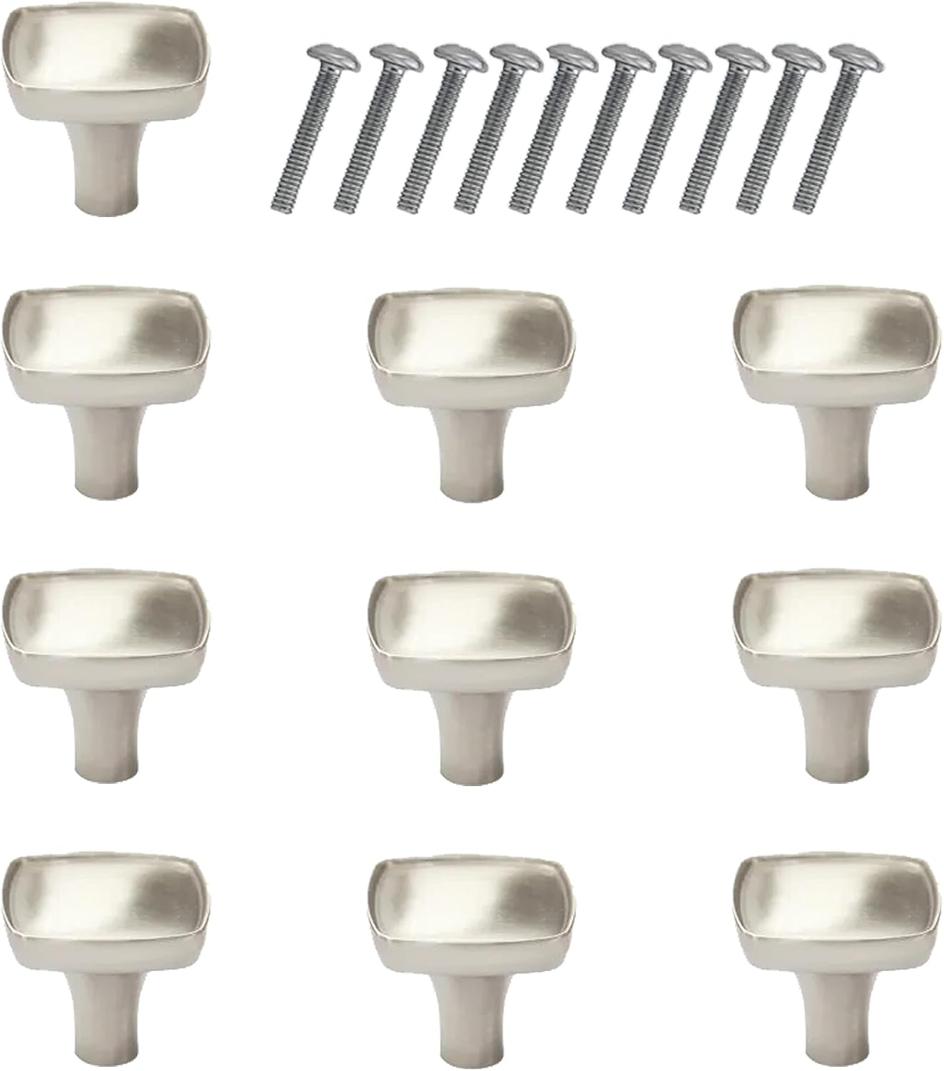 Metal Cabinet Knobs 10 Pack Porter 1-1/7 in. Satin Nickel Square Cabinet Knobs Drawer Knobs Dresser Drawer Pulls Cabinet Knobs for Kitchen Bathroom Drawer Wardrobe
