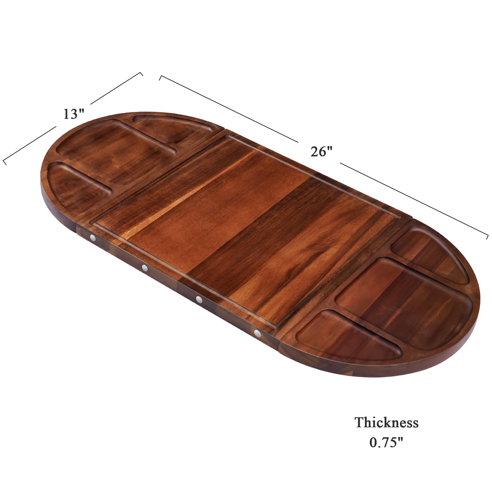 NiHome Tabla magnética de Madera de Acacia Grande de 26 x 13 Pulgadas, para Servir Platos para Entretenimiento, Hermoso Juego de Tablas de Embutidos semicirculares cuadradas de Madera Personalizadas