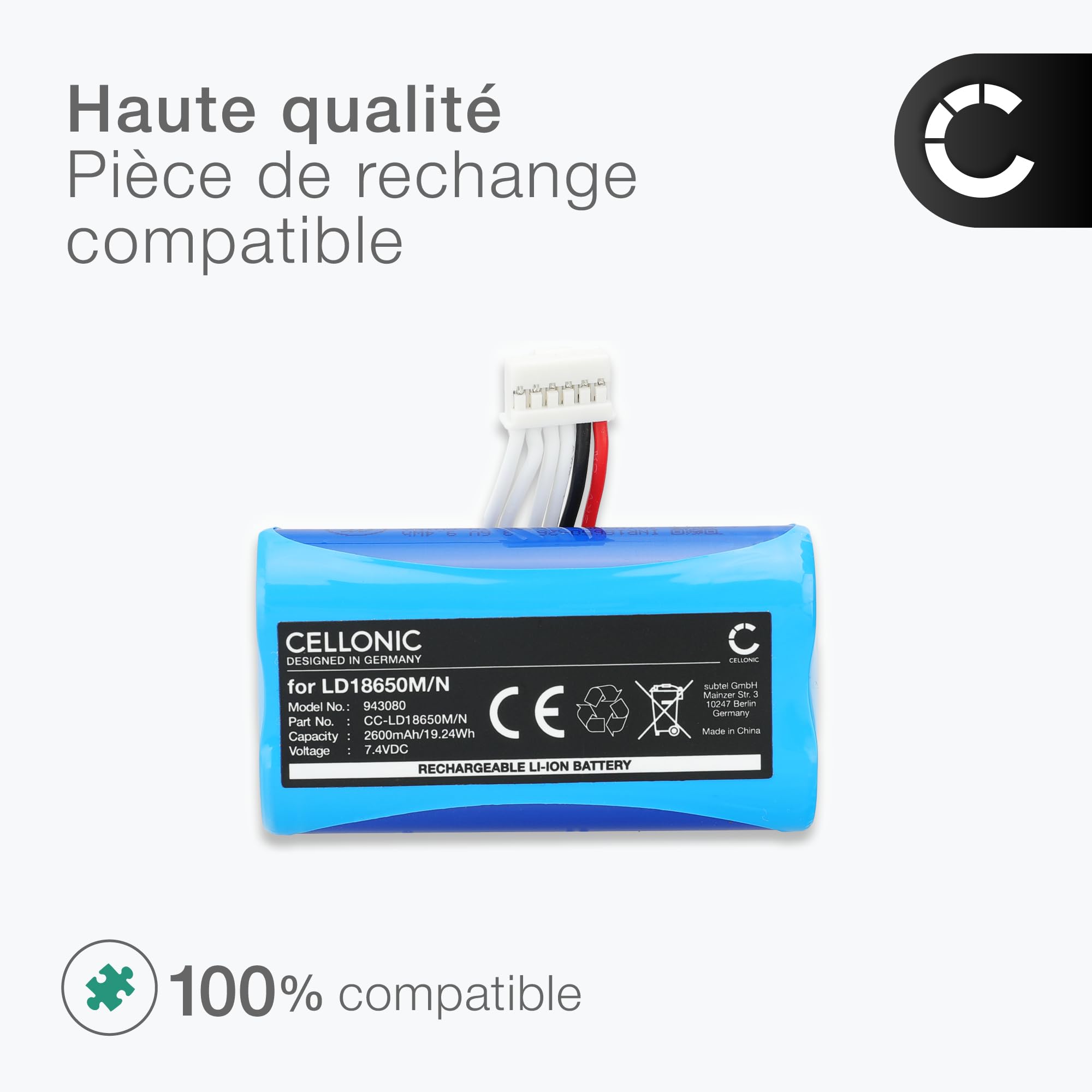 CELLONIC 1x Batterie pour Terminal de paiement/TPE Compatible avec Ingenico AXIUM DX8000, AXIUM DX4000, Landi A8s - (2600mAh, 7.4V)