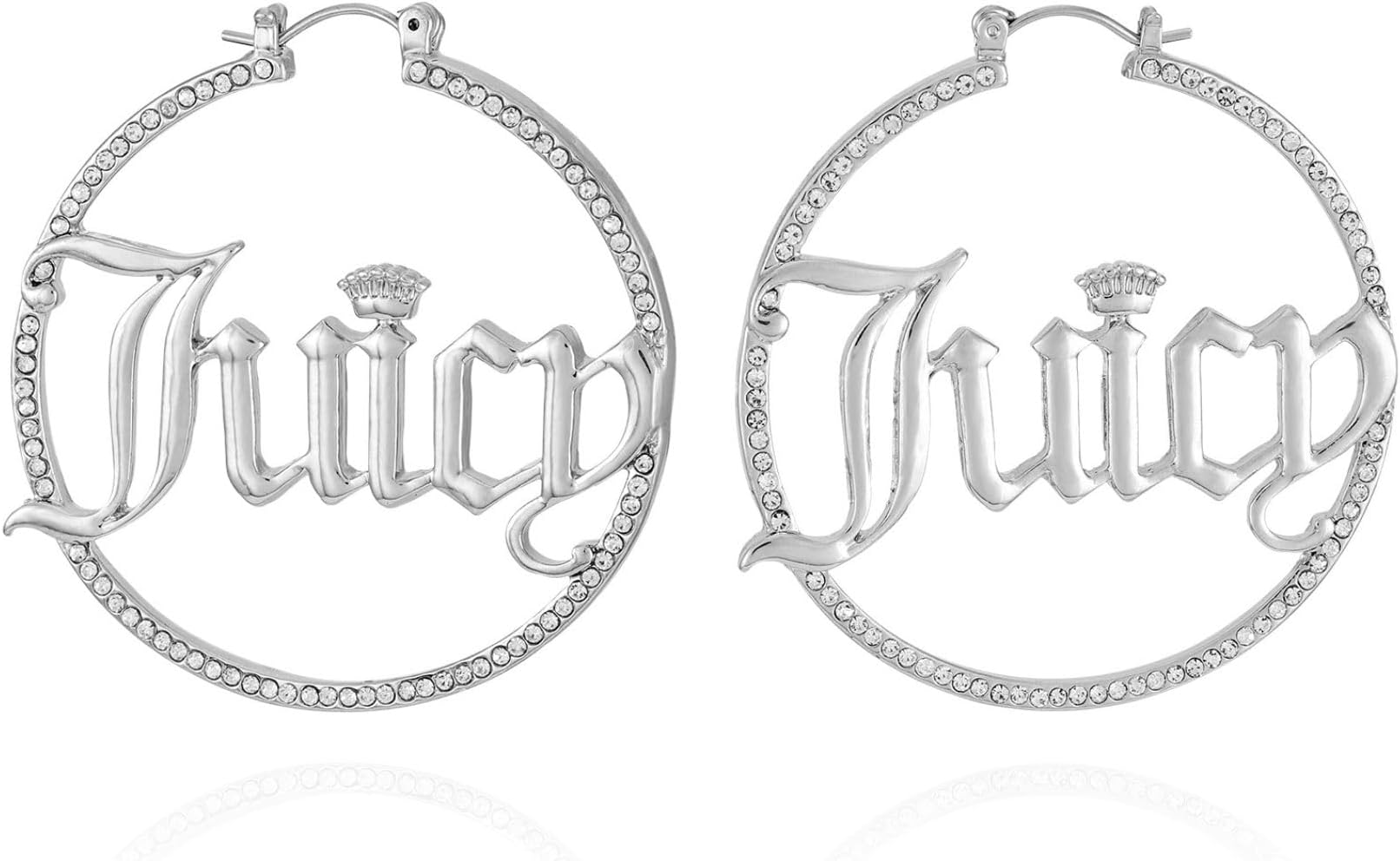 Juicy Couture Goldtone Signature Logo Hoop Earrings For Women, One Size, Metal, glass stone