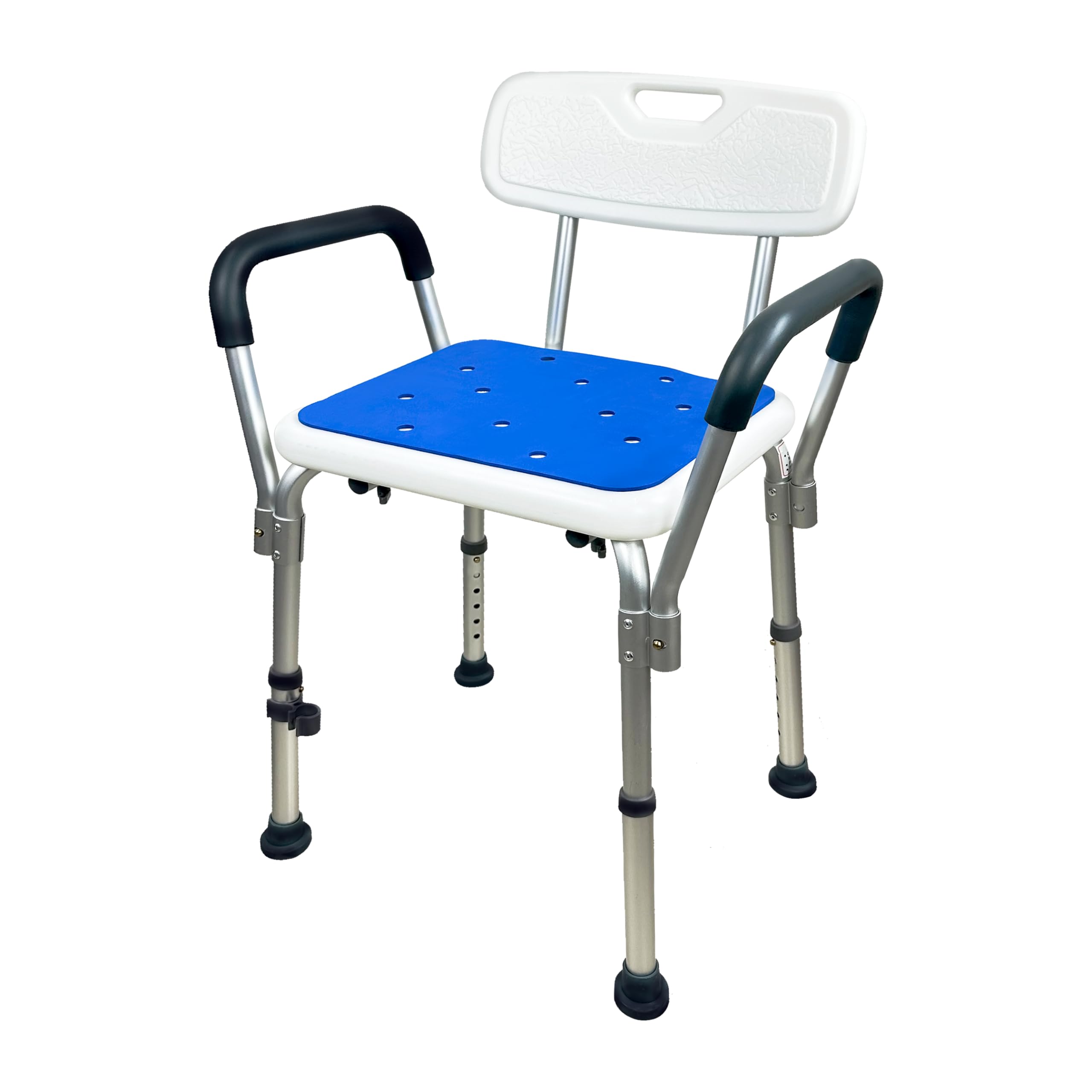 Silla de ducha para asiento interior de ducha con reposabrazos acolchados de altura ajustable, silla de ducha para ancianos y discapacitados, asiento antideslizante, resistente, capacidad de 350