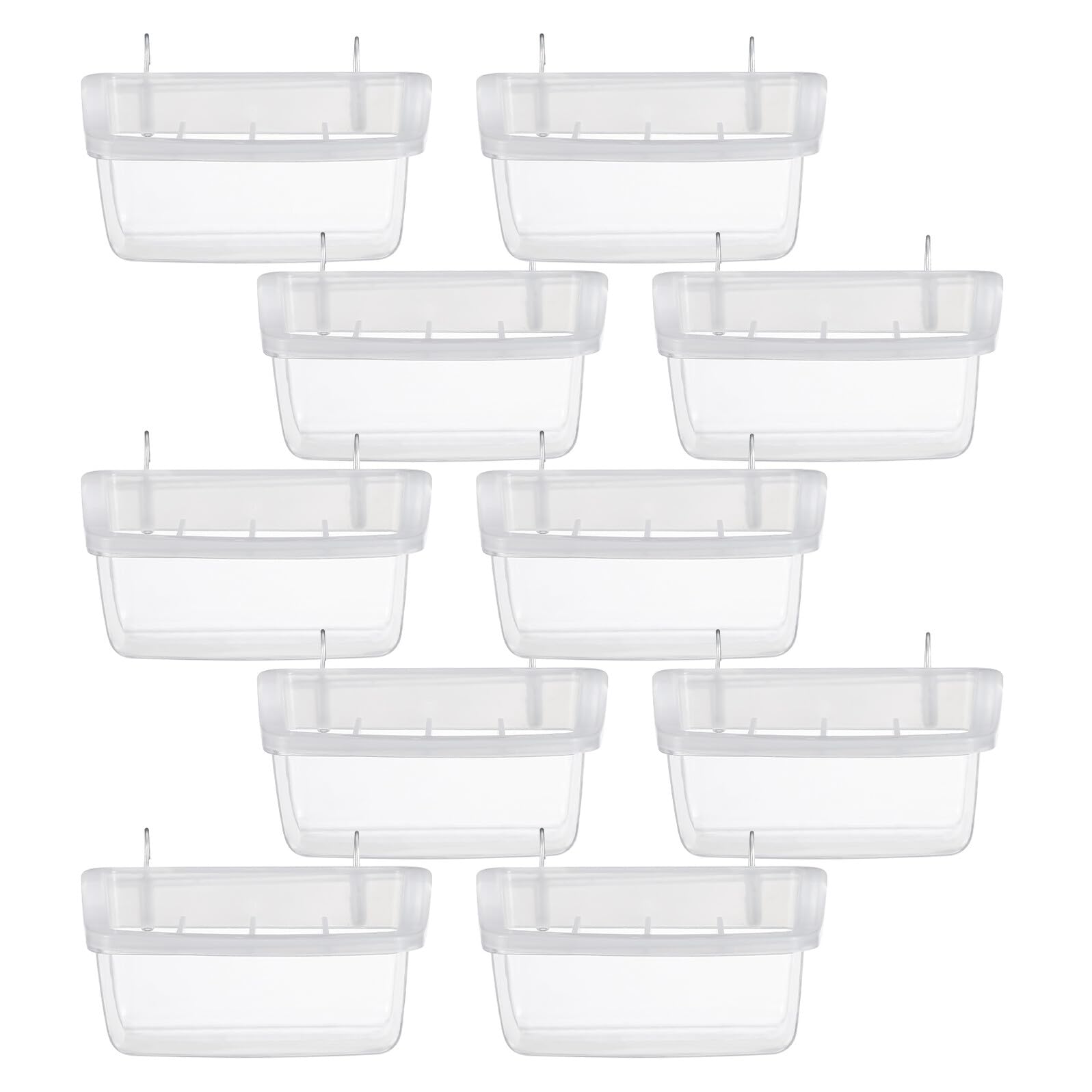 DECHOUS 10 Pezzi Mangiatoie per Gabbia Uccelli in Plastica Design Anti-Rovesciamento Ciotole Sospese per Pappagalli e Parrocchetti Contenitori per Cibo Facili da Pulire e Protezione da