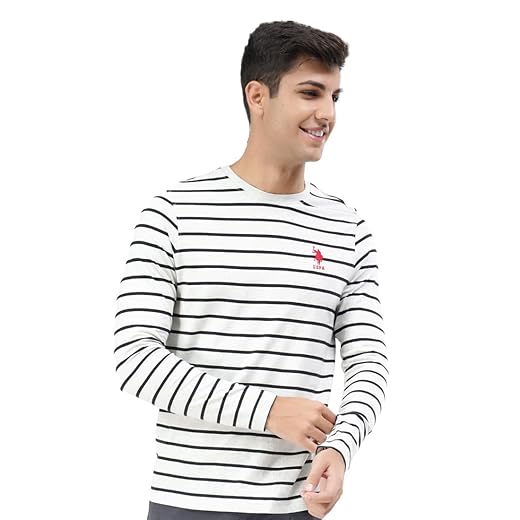 U.S. Polo ASSN. Men's Comfort Fit Stripe Cotton I689 Regular Fit T-Shirt - Pack of 1