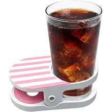 Clip On Camping Chair Side Table, Beach Chair Cup-Holder with Clamp, Portable Poolside Drink Holder for Desk Lounge Cruise Outdoor Use Pink