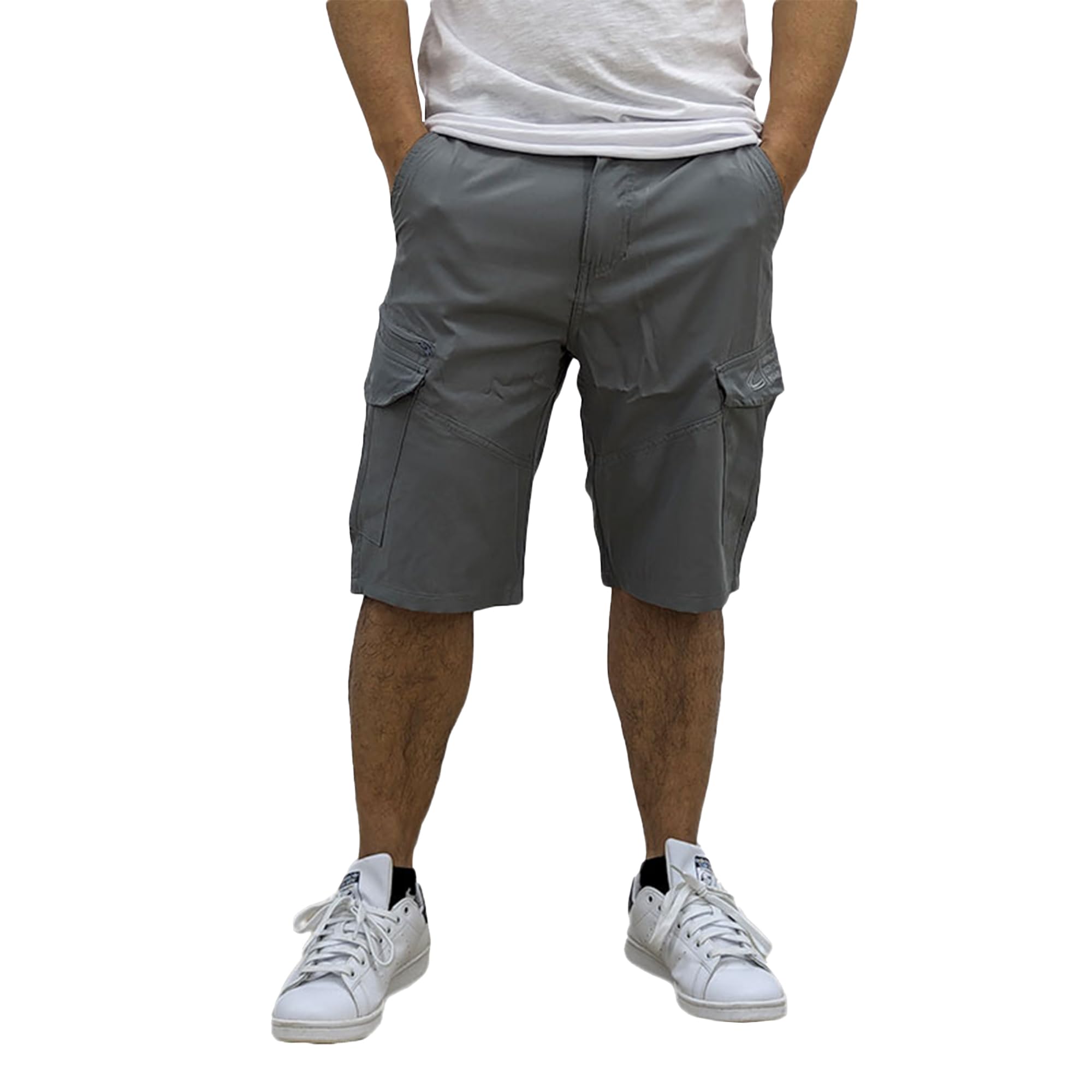 Vr2 Denim Men's Grey Cargo Shorts Regular Fit Multiple-Pocket Light Weight Workwear Summer Shorts For Colour, Size- Medium
