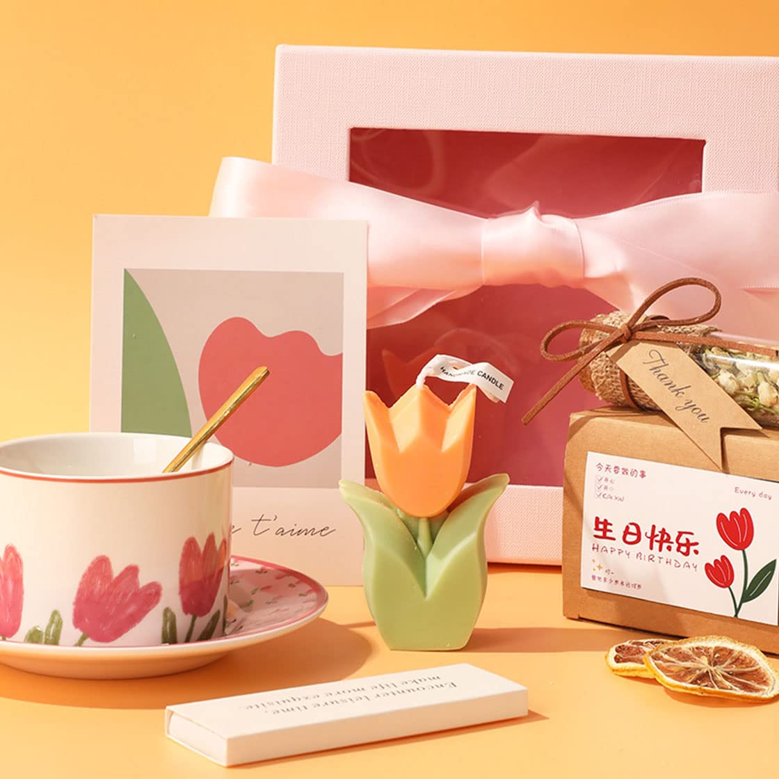 BDHYYM Kaarsen Siliconen Mallen Gieten Mallen Lente Siliconen Vorm Bloemen Kaarsen Vormen Siliconen Tulp Mallen Siliconen Mallen Bloemen voor Doe-het- zelf Kaarsen Gips Tulpen