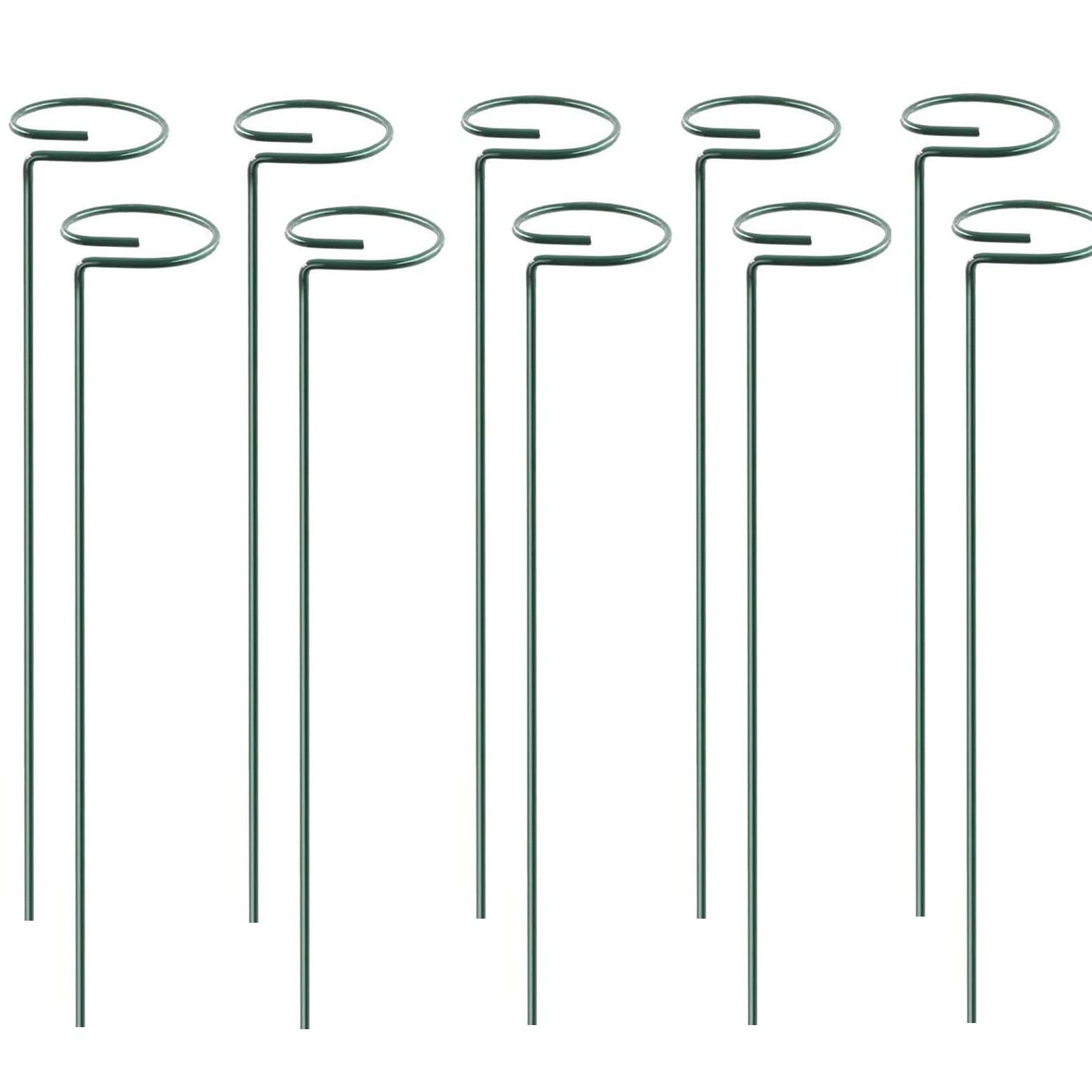 KHBNHJ 10 Pack 40 CM Plant Support Stakes, Garden Single Stem Support Stake, Metal Plant Cage Support Ring for Orchid Gladiolus Iris Dahlia Amaryllis Rose Lily