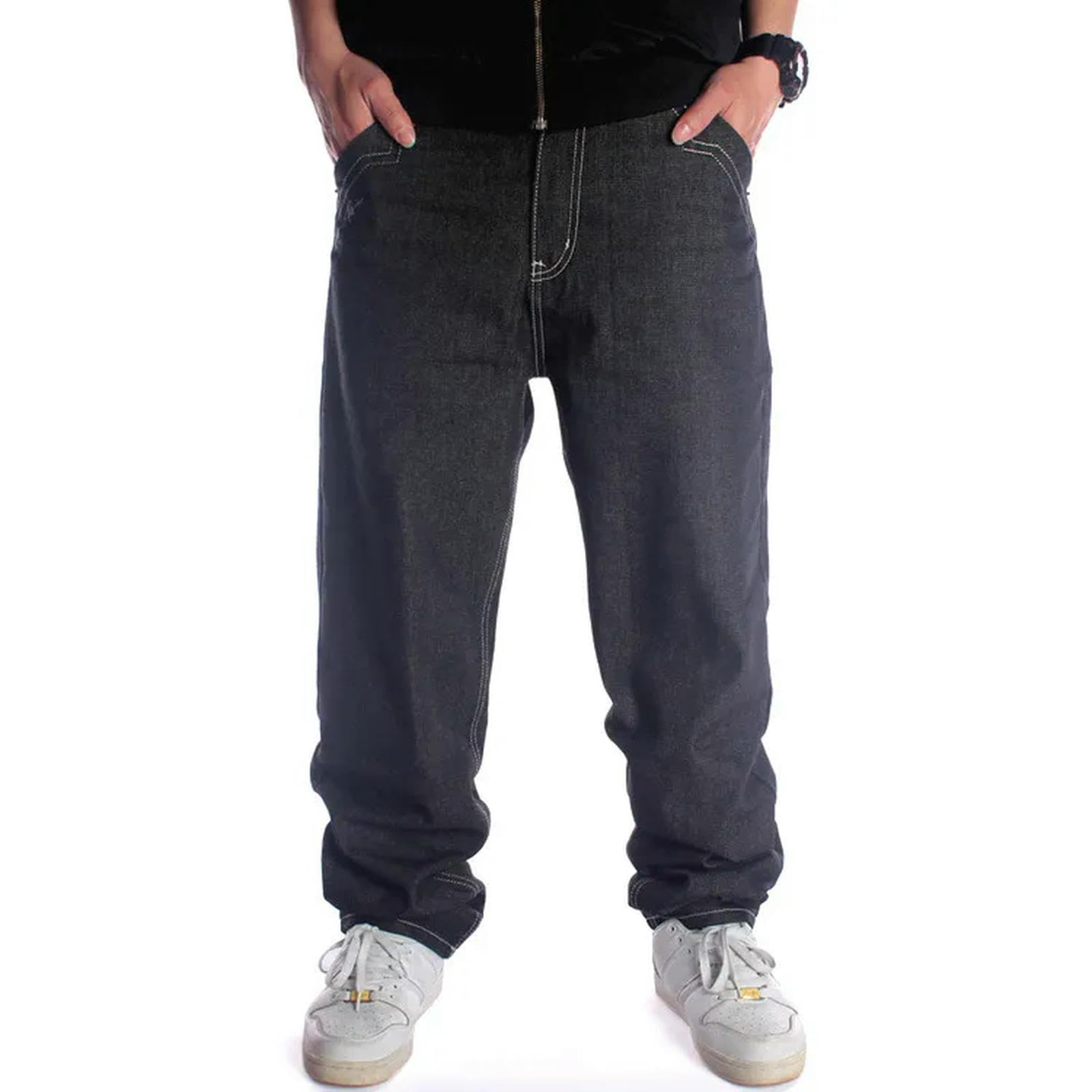 Jeans Uomo Larghi High Street Jeans Uomo Straight Baggy Denim Pants