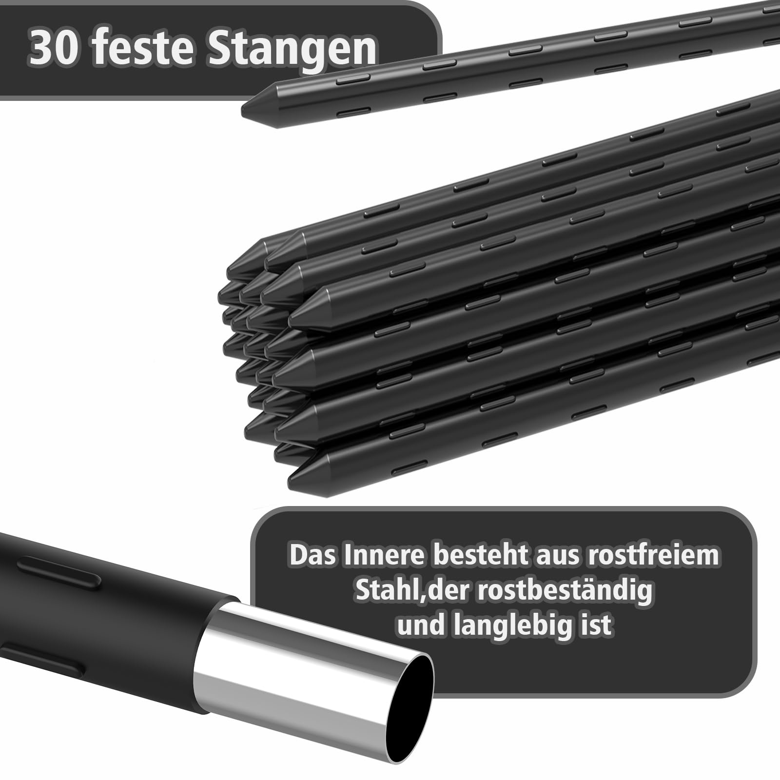 Weidezaun Schwarz 30m Lange x 100cm Hoch mit 30 Pfähle 115cm Hoch,Kunststoff Mobiler Zaun für Begrenzungszaun Geflügelnetz Hühnerzaun Geflügelzaun Hundezaun Steckzaun Teichzaun Kaninchenzaun Schafzaun