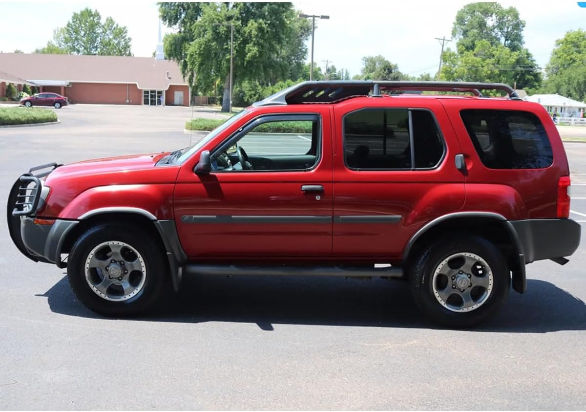 Lightronic Extra Durable Outside-Mount Auto Vent Window Visor, Fits 1998-2004 Nissan Frontier, Standard Cab/King Cab/Crew Cab, UV Protection Rain Guard, Original Wind Deflector, Dark Smoke, 2-Pcs