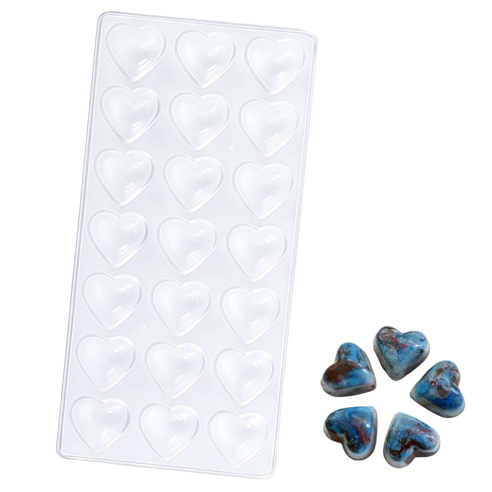 Samheng White Heart Shaped Chocolate Moulds, 21-Cavity Plastic Candy Making Mould Diy Chocolate Mould For Birthday Christmas Valentine's Day Anniversary