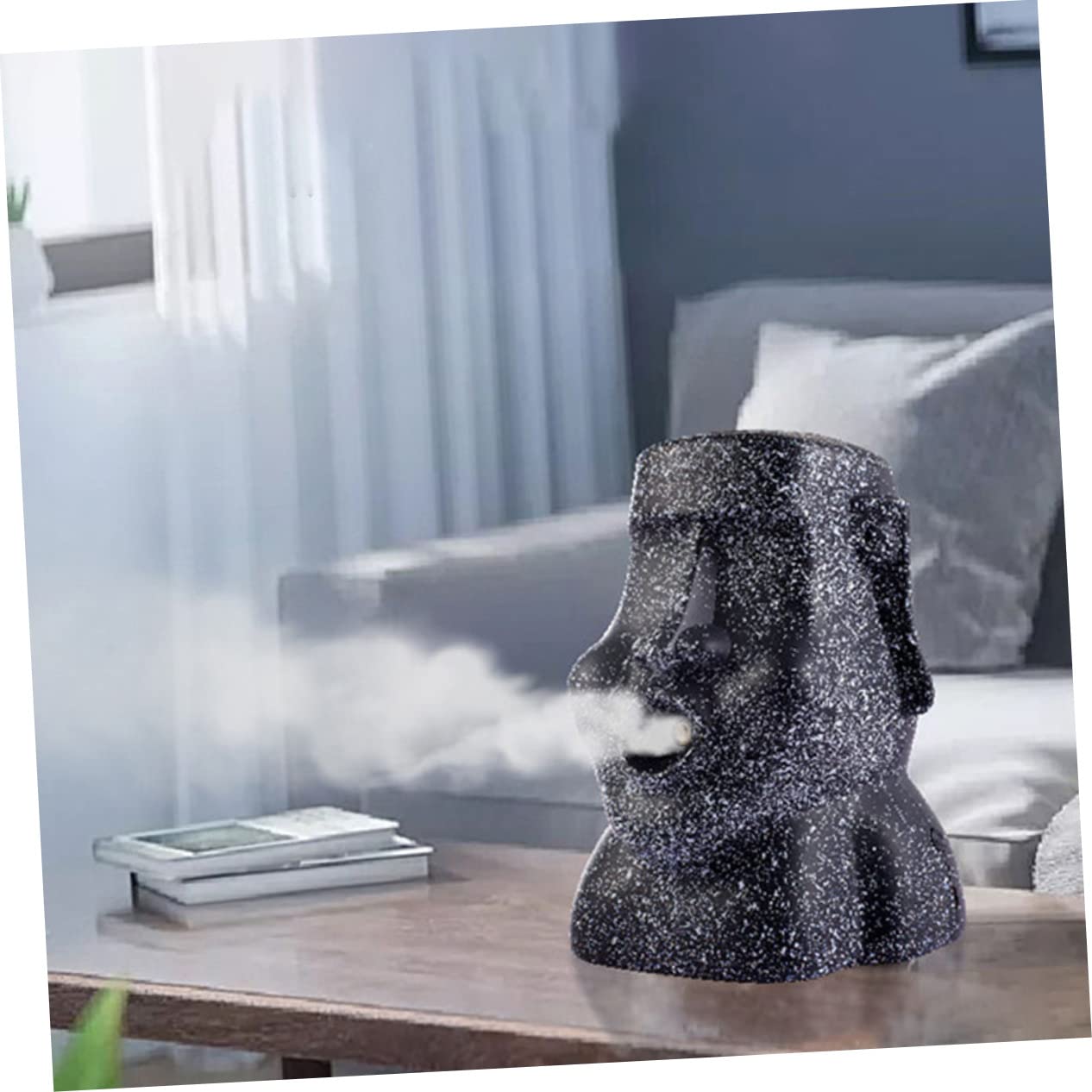 BESTYASH 2 Set Umidificatore e Diffusore Decorativo Moai e Ufficio Design Chic e Capacità Pietra