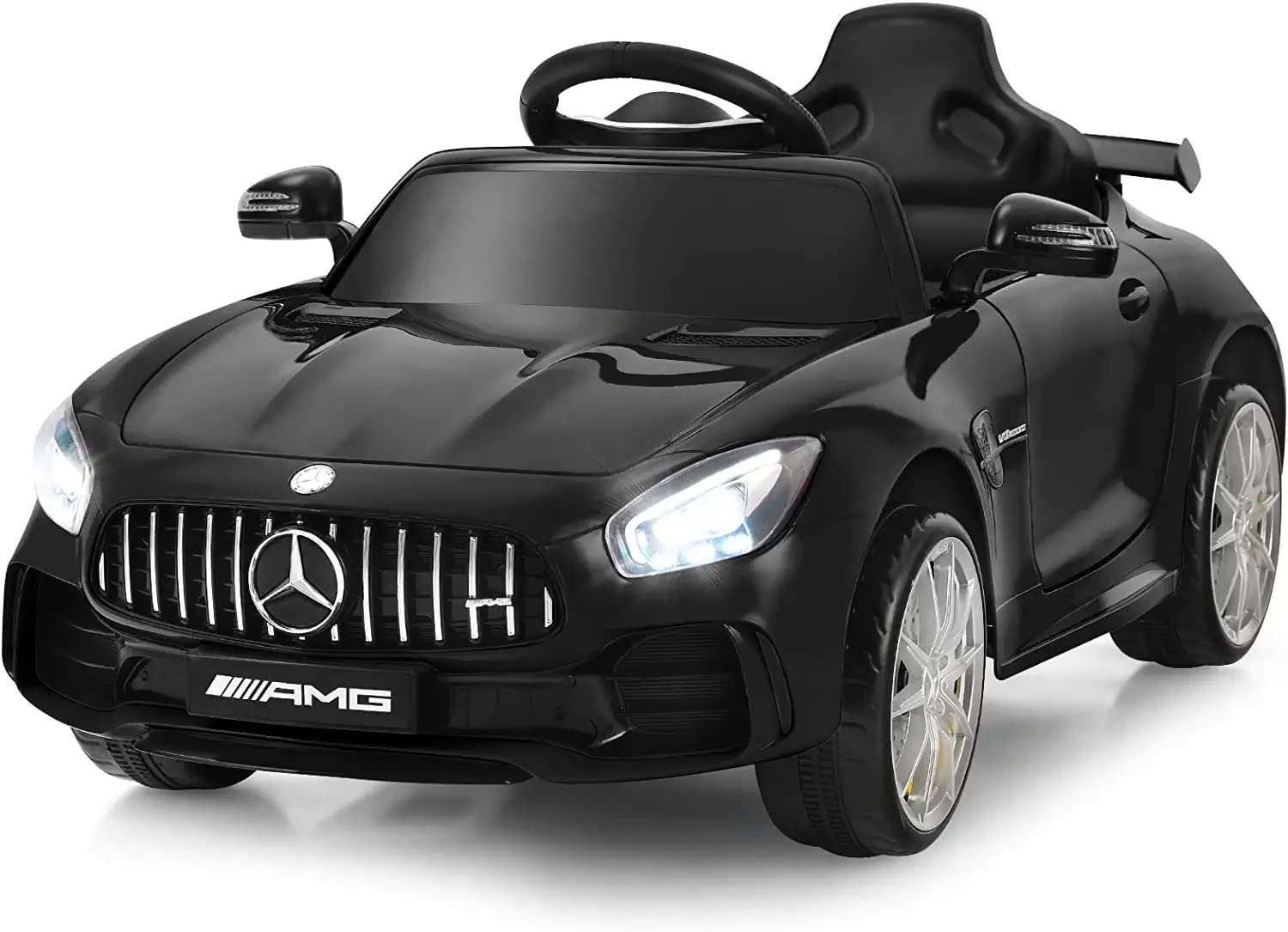 Benz GTR Licensed Battery Operated Car for Kids with Leather Seat, Music & Light | Baby Electric Ride on Car Toys Kids to 2 to 6 Years Boys Girls (Black)