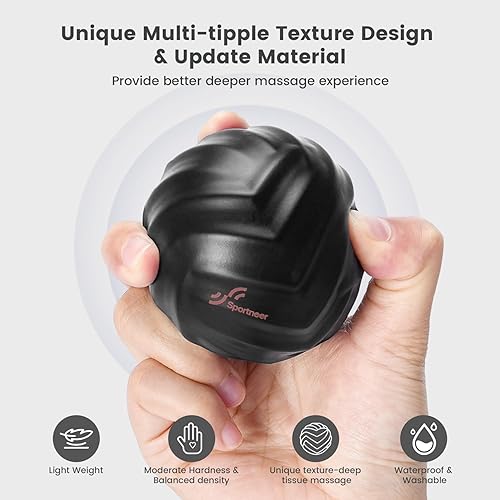 Miniatura 3 de Sportneer Bola de lacrosse de masaje con cuerda, masajeador de tejido profundo para liberación miofascial de espalda, terapia de punto de activación