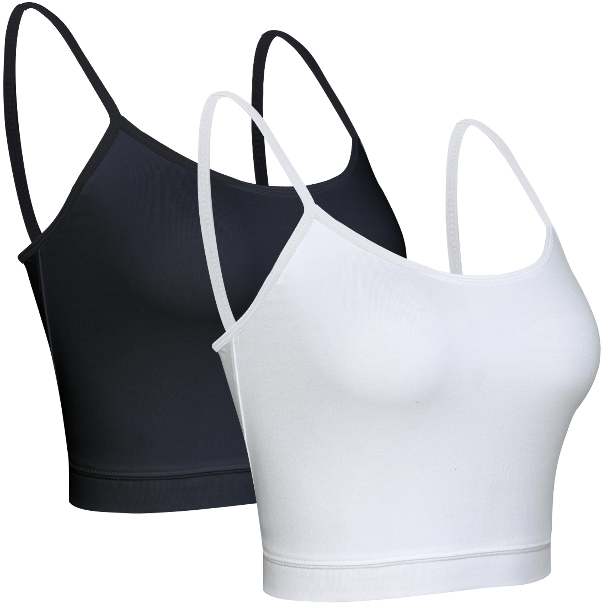 BQTQ 2 Pieces Camisole Top Cotton Spaghetti Crop Tank Tops for Women, XL