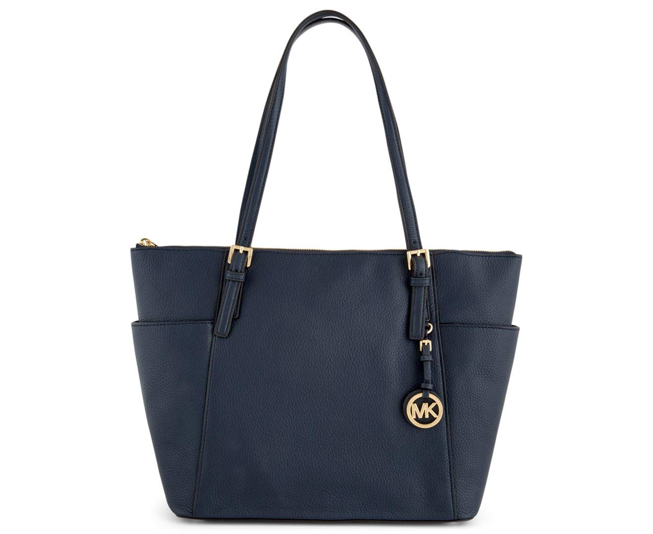 Michael Kors Jet Set Item Large East West Top Zip Leather Tote (Navy)