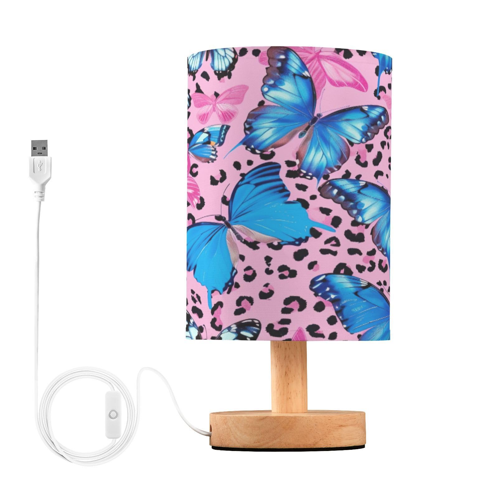 xigua Beautiful Leopard Print Butterfly Eye Care Bedside Table Lamp,Touch Control Nightstand Bedroom Lamp with USB Ports,LED Desk Night Light for Living Room Office