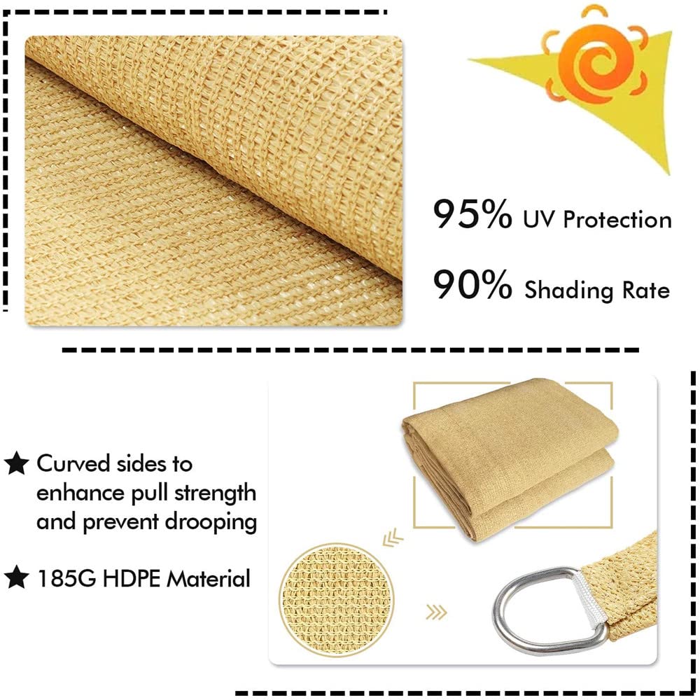 Tenda A Vela Triangolare Tenda da Sole Resistente Ai Raggi UV in Robusto Polietilene Ad Alta Densità (100% HDPE) per Feste All'aperto in Giardino E in Terrazza con Corda (5x5x5m,Verde)