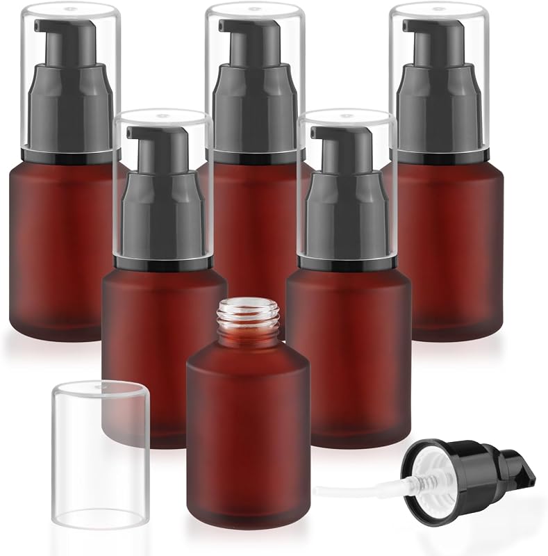 Wresty 6 Frascos de Vidro com Bomba Recarregáveis, 30 mL, Vermelho