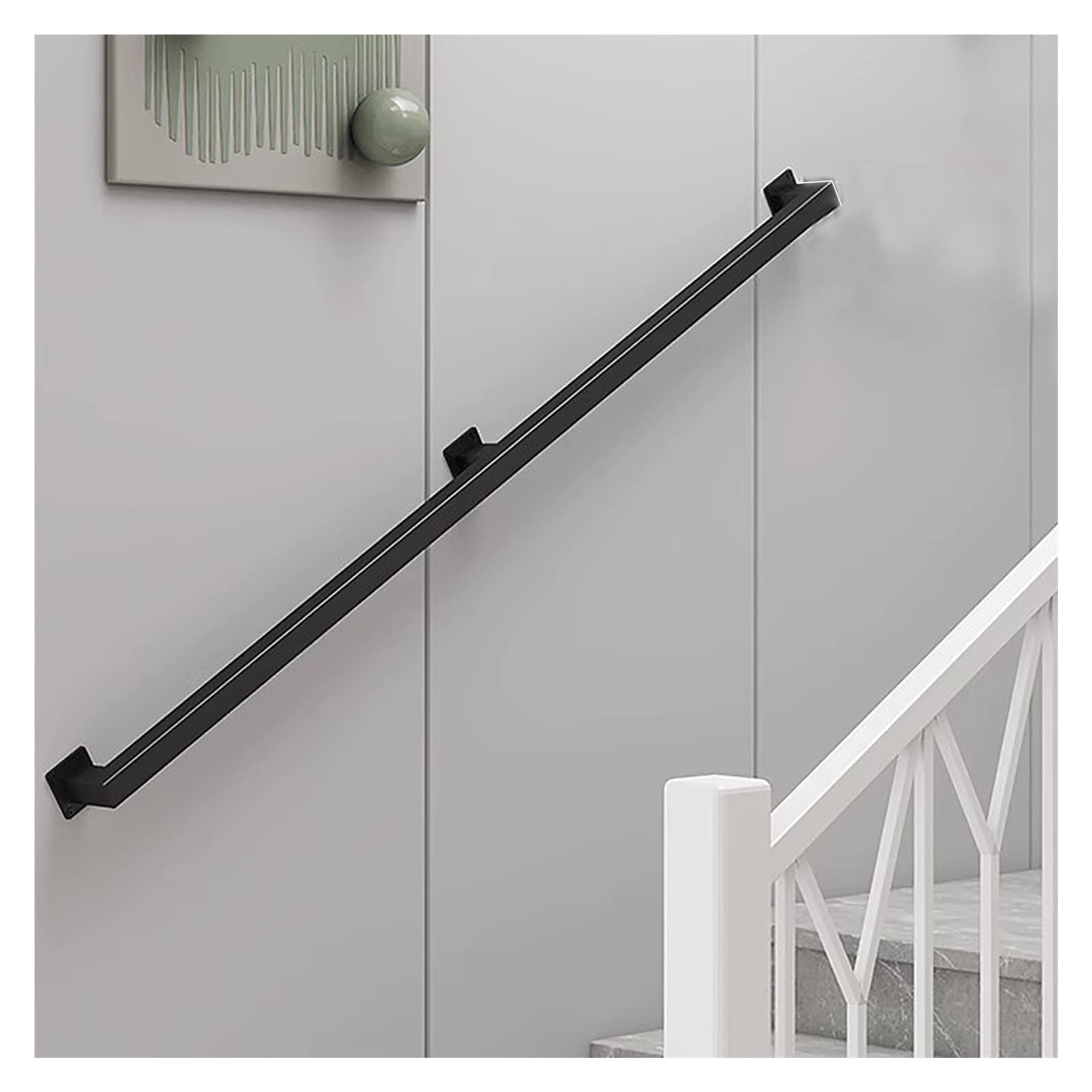 Corrimano Per Scale A LED Con Sensore Di Movimento - Ringhiera A Parete Nera Opaca, Lunghezza 230 Cm