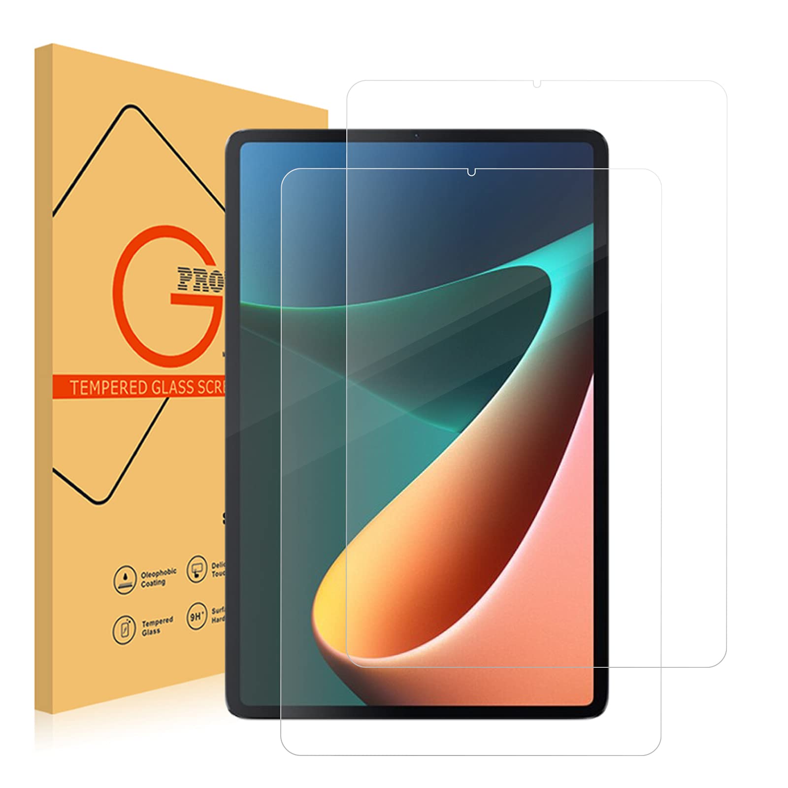 ROVLAKScreen Protector for Xiaomi Pad 5/ 5Pro Tempered Glass Screen Protector 2-Pack HD 2.5D 9H Protective Film Protection Anti-Fingerprint Bubble-Free Glass Protector for Xiaomi Pad 5/ 5Pro