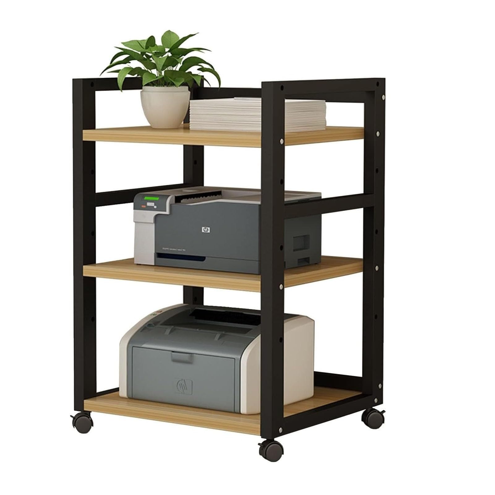 HOFSSI Media Storage Cabinet, 3 Tier Audio Video Media Stand Cabinet with Height Adjustable Wooden Shelf?Modern AV Cabinet, Entertainment Stereo Component Storage?19.6x15.7x31.1Inch (Color : B)