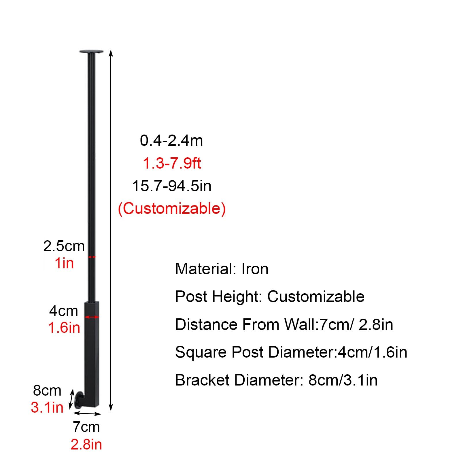 Ringhiera Per Scale Balaustre per scale personalizzabili in ferro nero per interni, Moderno ponte balaustre per case decorativo, Oro/bianco Colonna a balaustro per mansarda/corridoio(Black,150cm)