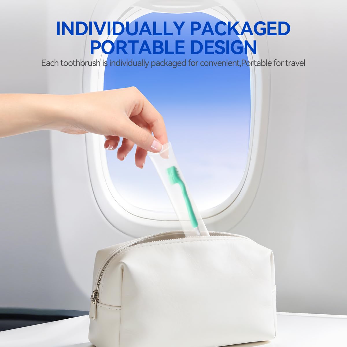 Cepillo de dientes desechable de viaje, paquete de 30 envueltos individualmente, cuidado bucal todo en uno con cuentas refrescantes de menta, no necesita agua, cepillo de dientes para llevar